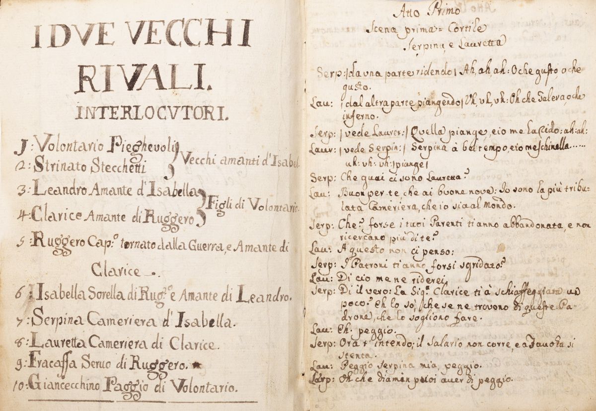 Jacopo Angelo Nelli - I due vecchi rivali - Manoscritto del 1774