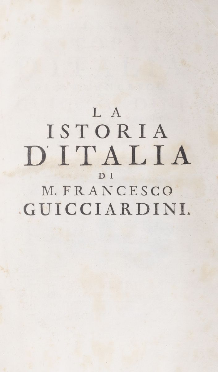 Francesco Guicciardini - Della istoria d'Italia - Libri 20. Tomo primo [-secondo], Venezia, 1738