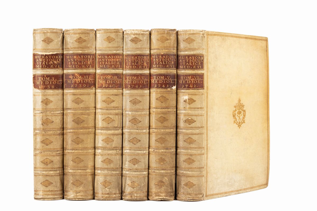 Ludovico Muratori - Antiquitates Italicæ Medii Ævi, 1738, Prima Edizione in Legatura Coeva
