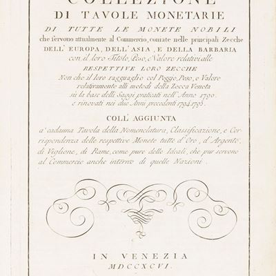 Collezione di tavole monetarie di tutte le monete nobili, 1796