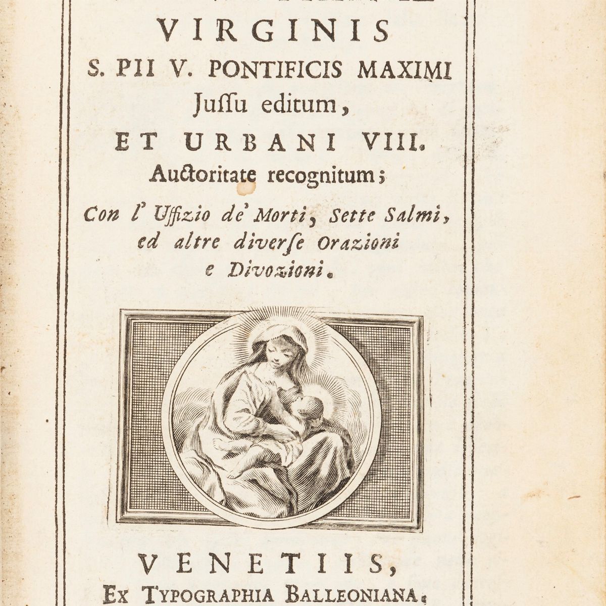 Officium Beatae Mariae Virginis, Tipografia Baglioni, 1752