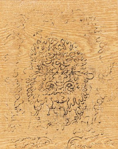 Senza titolo (frottage su carta applicata su tela, 1967)
