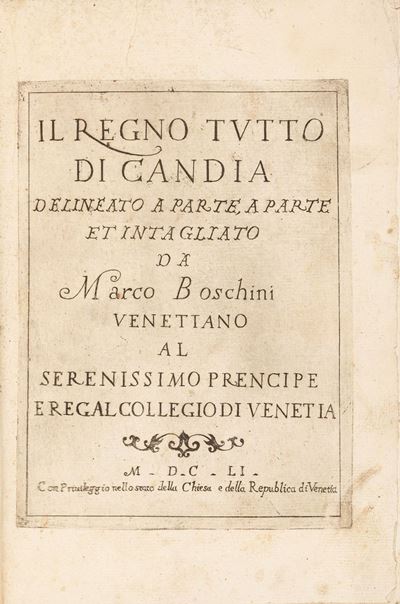 Il regno tutto di Candia delineato da parte a parte et intagliato, 1651, edizione originale