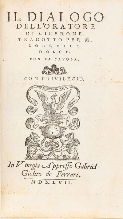 Il dialogo dell'oratore. Tradotto per Lodouico Dolce, 1547