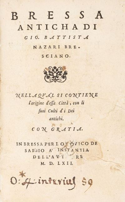 Bressa anticha: origine della città e culti degli dei antichi, Prima edizione