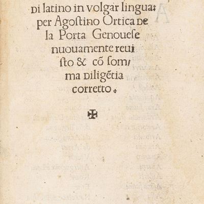 Commentari tradotti di latino in volgare da Agostino Ortica della Porta Genovese Paganini