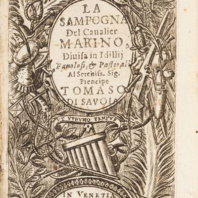 Marino, La Sampogna Del Cavalier Marino, Diuisa in Idillij Favolosi e Pastorali, prima edizione i...