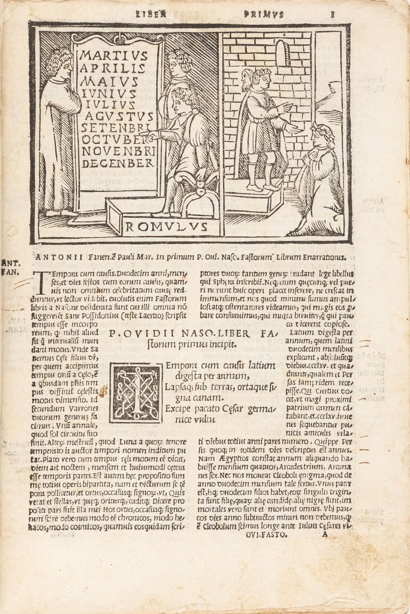 Publio Ovidio Nasone - Nasonis Fastorum libri, 1527, edizione in 4° con xilografie