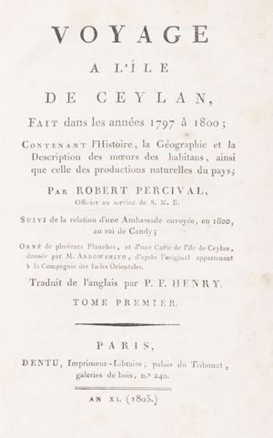 Robert Percival - Voyage a l’Ile de Ceylan fait dans lles années 1797 à 1800
