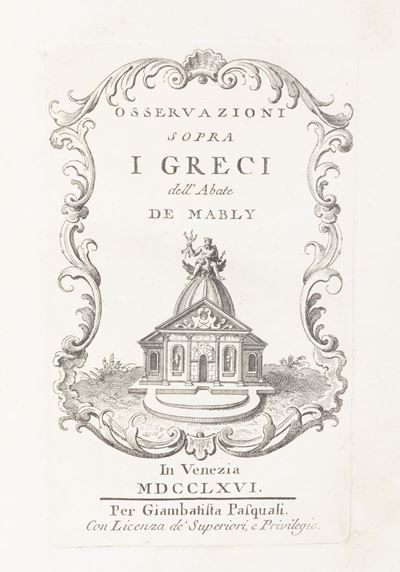 Osservazioni sopra i greci - Venezia, Giambattista Pasquali, 1766, in 8°