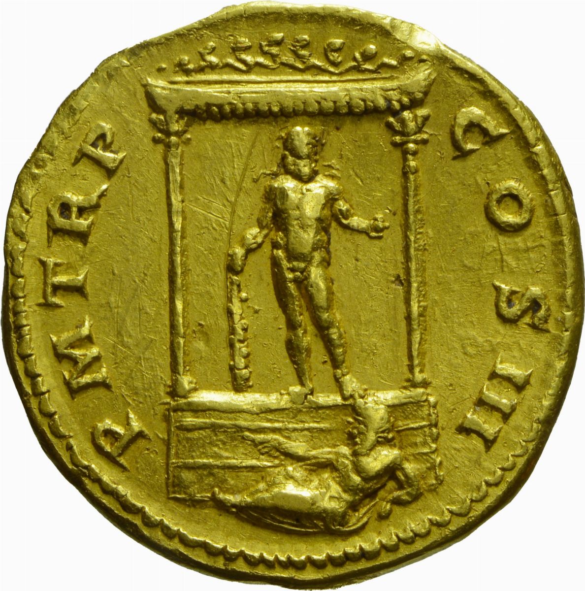 Impero Romano, Adriano, 117-138 D.C. - ADRIANO, Aureo con Ercole, Emissione 119-122 d.C.