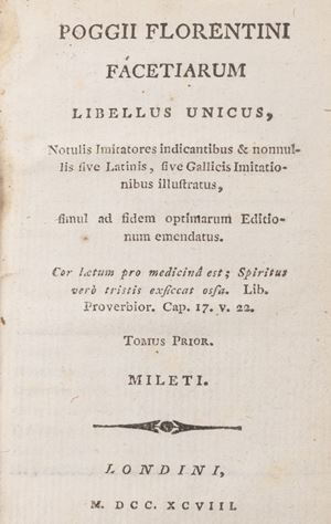 Bracciolini, Poggio - Facetiarum libellus unicus