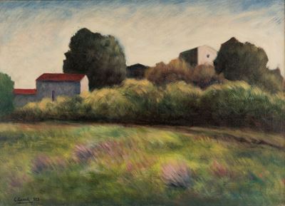 Paesaggio, olio su tela del 1952