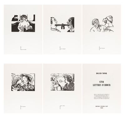 Cinq lettres d'amour, cartella completa di 05 xilografie, edizione 5/15