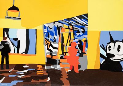 Show at Whitney, acrilico su legno, cm 70 x 100