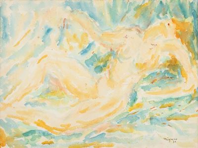 Nudo disteso, acquarello su carta