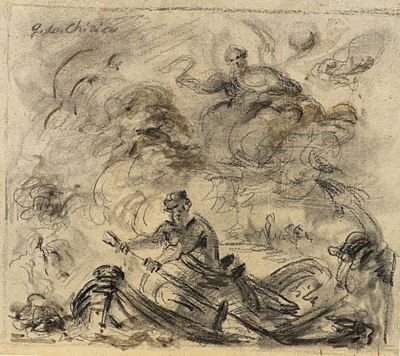 Il nocchiero, carboncino su carta