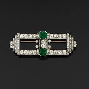  - Spilla con diamanti e smeraldi, 1940 circa