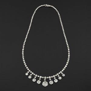 A platinum and diamond necklace