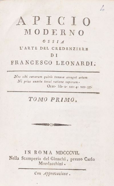Apicio moderno ossia L'arte del credenziere, 1807, 3 volumi
