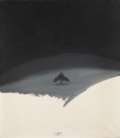 Paesaggio in collina, olio su tela