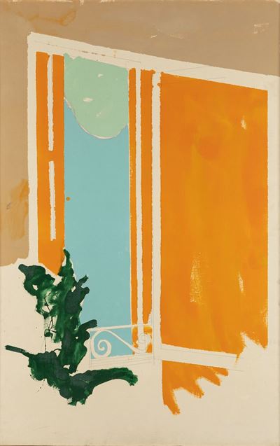 Interno + cielo, smalto su tela