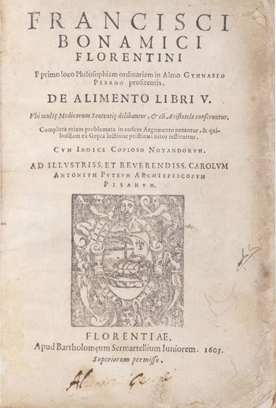 De Alimento libri V, prima edizione del 1603