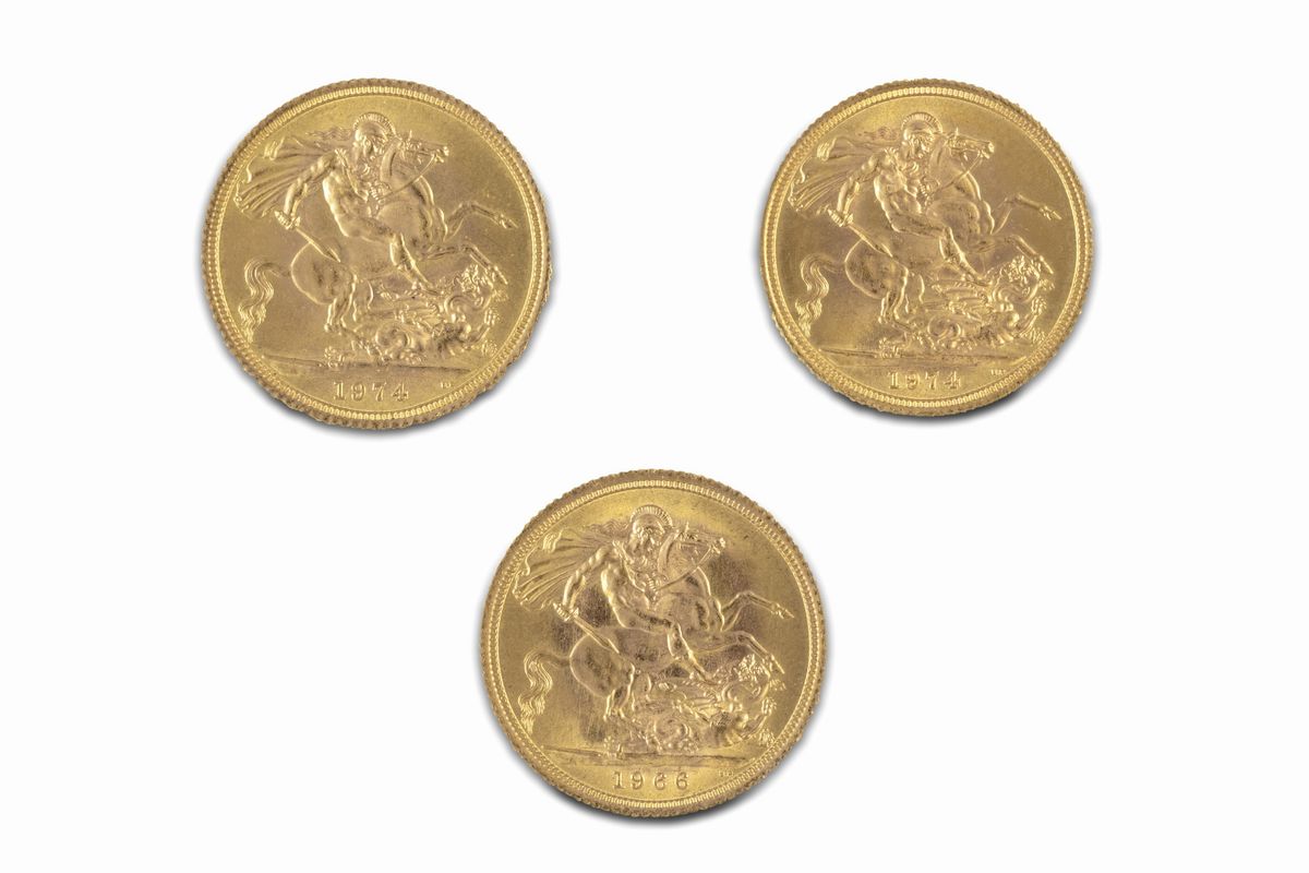 Gran Bretagna, Elizabeth II, Lotto di 3 sterline (1966, 1974, 1974)