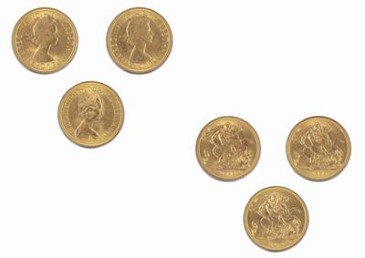 Gran Bretagna, ELIZABETH II, Lotto di 3 sterline, 1966-1974, Metallo: Argento