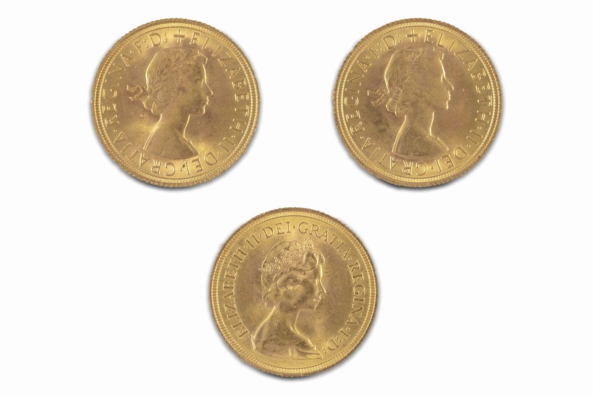 Gran Bretagna, ELIZABETH II, Lotto di 3 sterline, 1966-1974, Metallo: Argento
