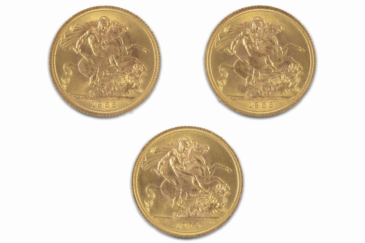 Gran Bretagna, ELIZABETH II, Lotto di 3 sterline, 1966-1974, Metallo: Argento