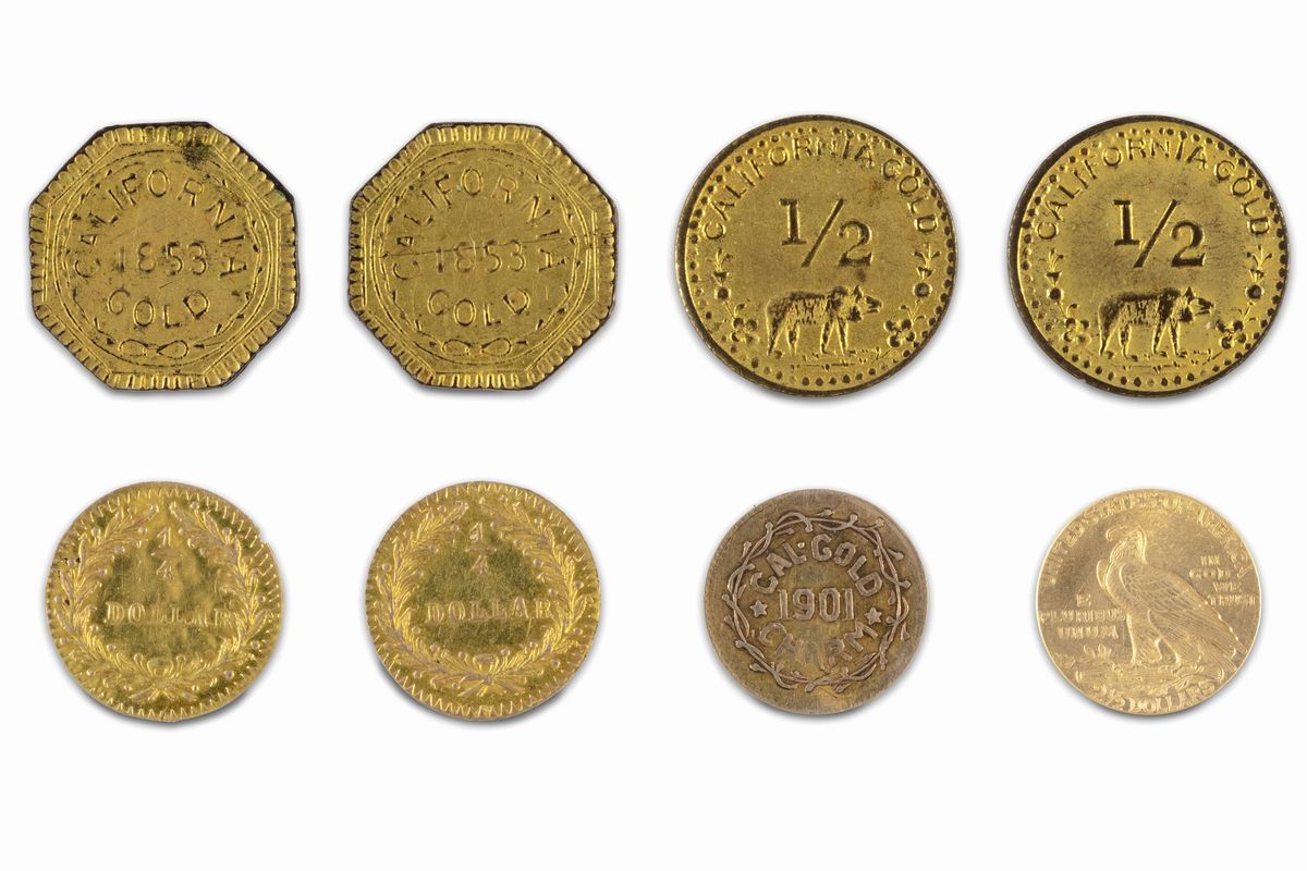 Stati Uniti D'america - Lotto di 8 monete false, frazioni di dollaro ottocentesche e esemplare 'I...
