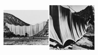 Christo, Christo's Valley Curtain, Colorado - Due stampe vintage alla gelatina ai sali d'argento