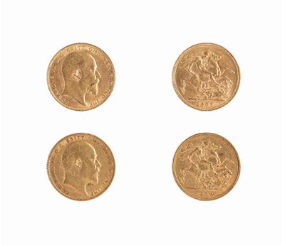 Gran Bretagna, Edward VII, Lotto di 2 sterline, 1902-1907, metallo: AV
