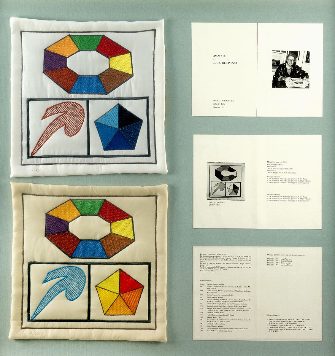 Lucio del Pezzo - Anello Cromatico, coppia di arazzi, 1991