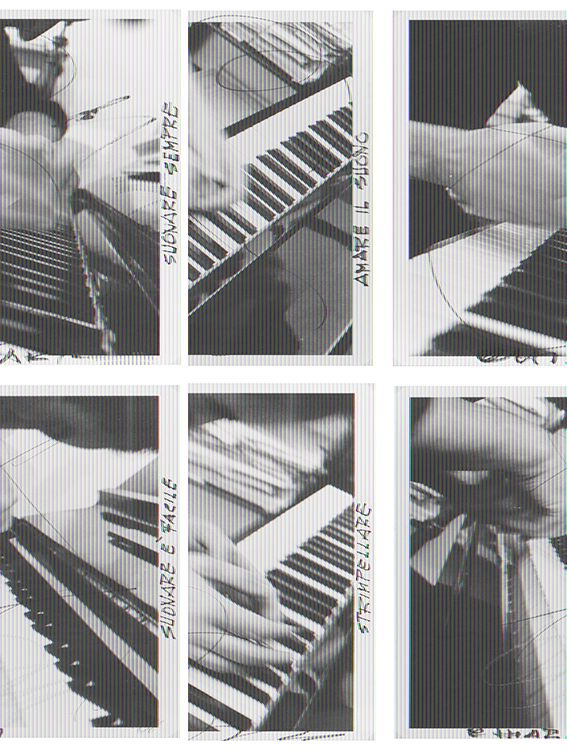 Giuseppe Chiari - Amare il suono - Suonare sempre - Strimp, 1978, 4 fotografie in bianconero dipi...