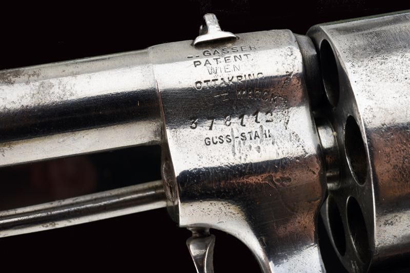 Raro Revolver Gasser a Percussione Centrale Mod. 1870 con Fornimenti in Argento