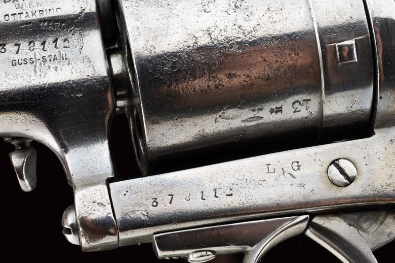 Raro Revolver Gasser a Percussione Centrale Mod. 1870 con Fornimenti in Argento