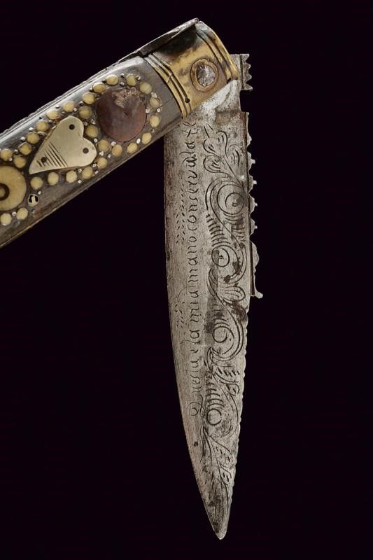 Raro Coltello D'amore Pieghevole
