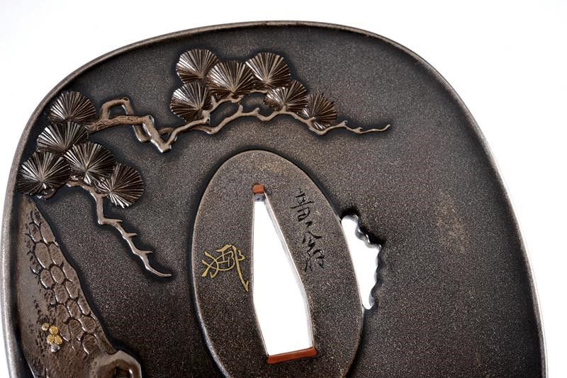 Bellissima Tsuba Firmata Riuso Hogen (kyotoshi)