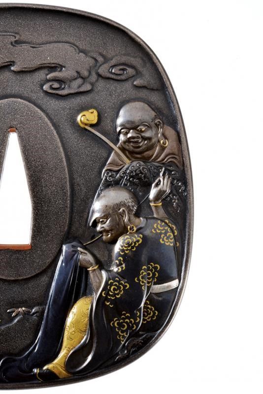 Bellissima Tsuba Firmata Riuso Hogen (kyotoshi)