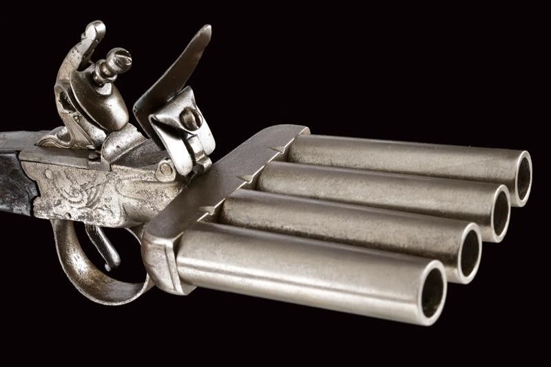 Rara Pistola 'duck's Foot' a Pietra Focaia
