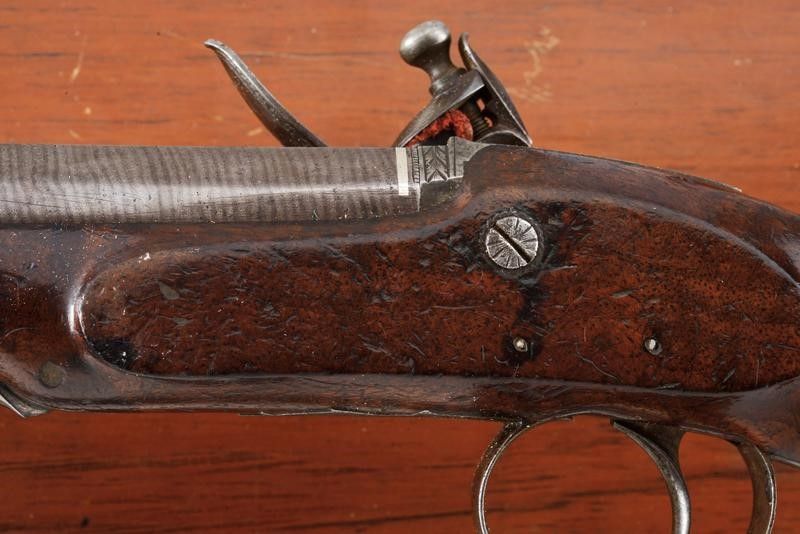 Pistola a Pietra Focaia di R. Hollis in Cassetta
