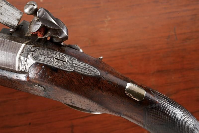 Pistola a Pietra Focaia di R. Hollis in Cassetta