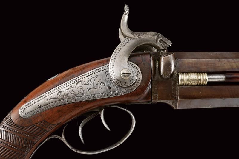 Paio di Rare Pistole Sovrapposte a Luminello di Colombo