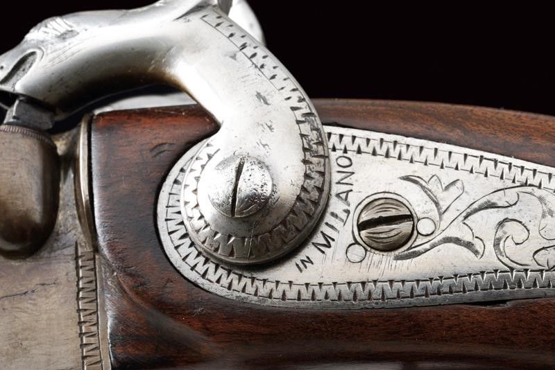 Paio di Rare Pistole Sovrapposte a Luminello di Colombo
