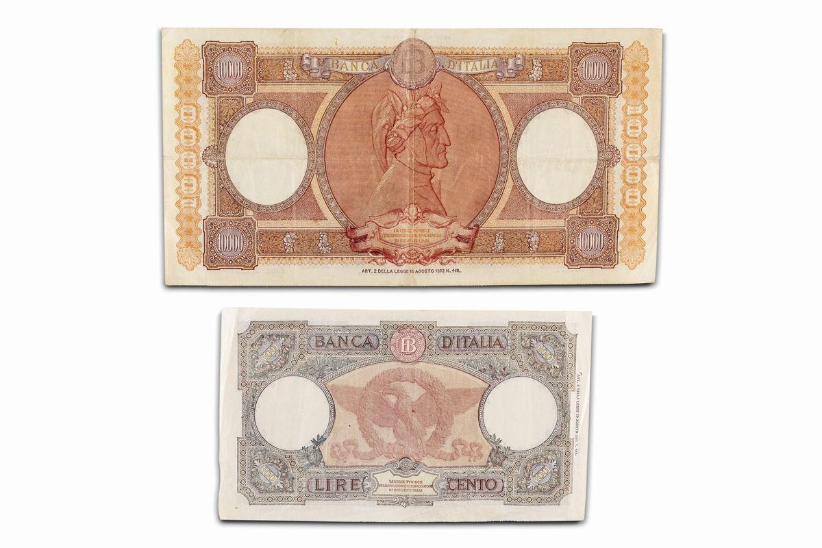 Repubblica Italiana - Lotto di due biglietti di Banca d'Italia: 10.000 Lire 'Repubbliche Marinare...
