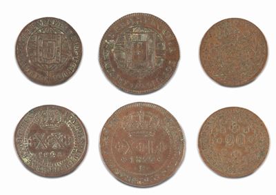 Joao VI, Monete datate 1820 e 1822; Pedro I, Moneta datata 1824
