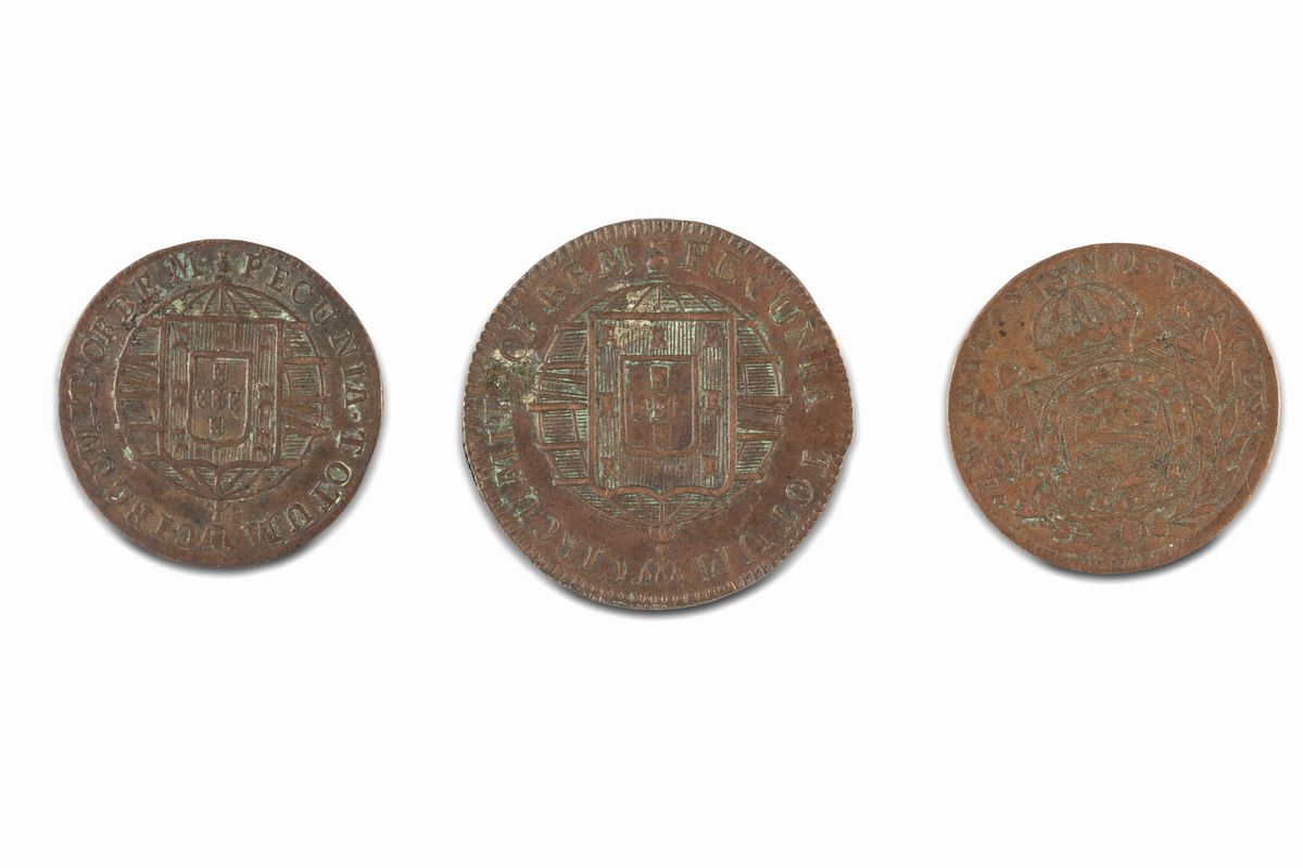 Brasile - Joao VI, Monete datate 1820 e 1822; Pedro I, Moneta datata 1824