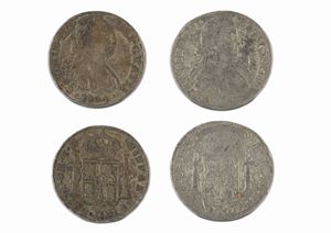 Messico - Lotto di 2 monete false d'epoca in argento